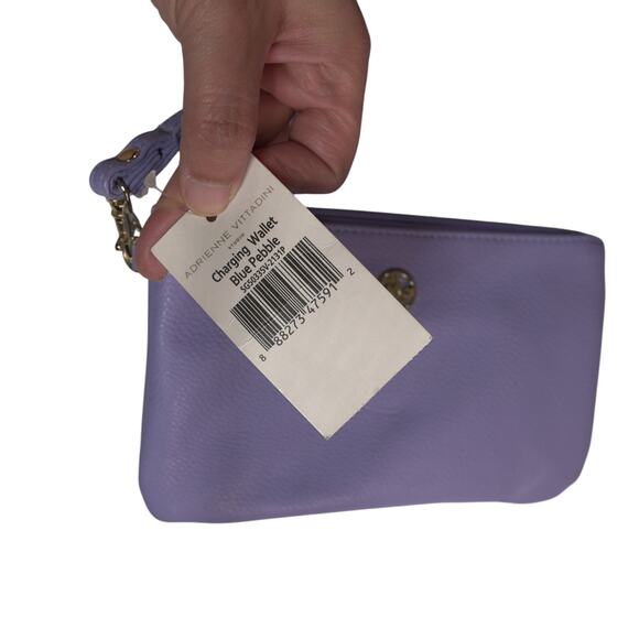 Adrienne Vittadini Charging Wallet Wristlet - Pebble Leather Blue NWT - Picture 3 of 12